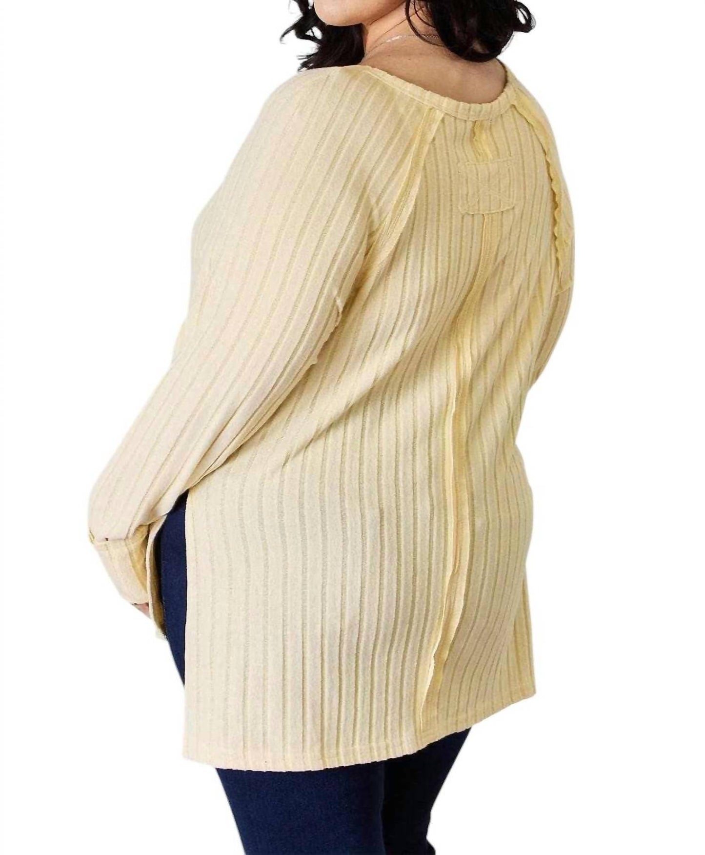 Basic Bae - Chic Ribbed Round Neck Slit Tee