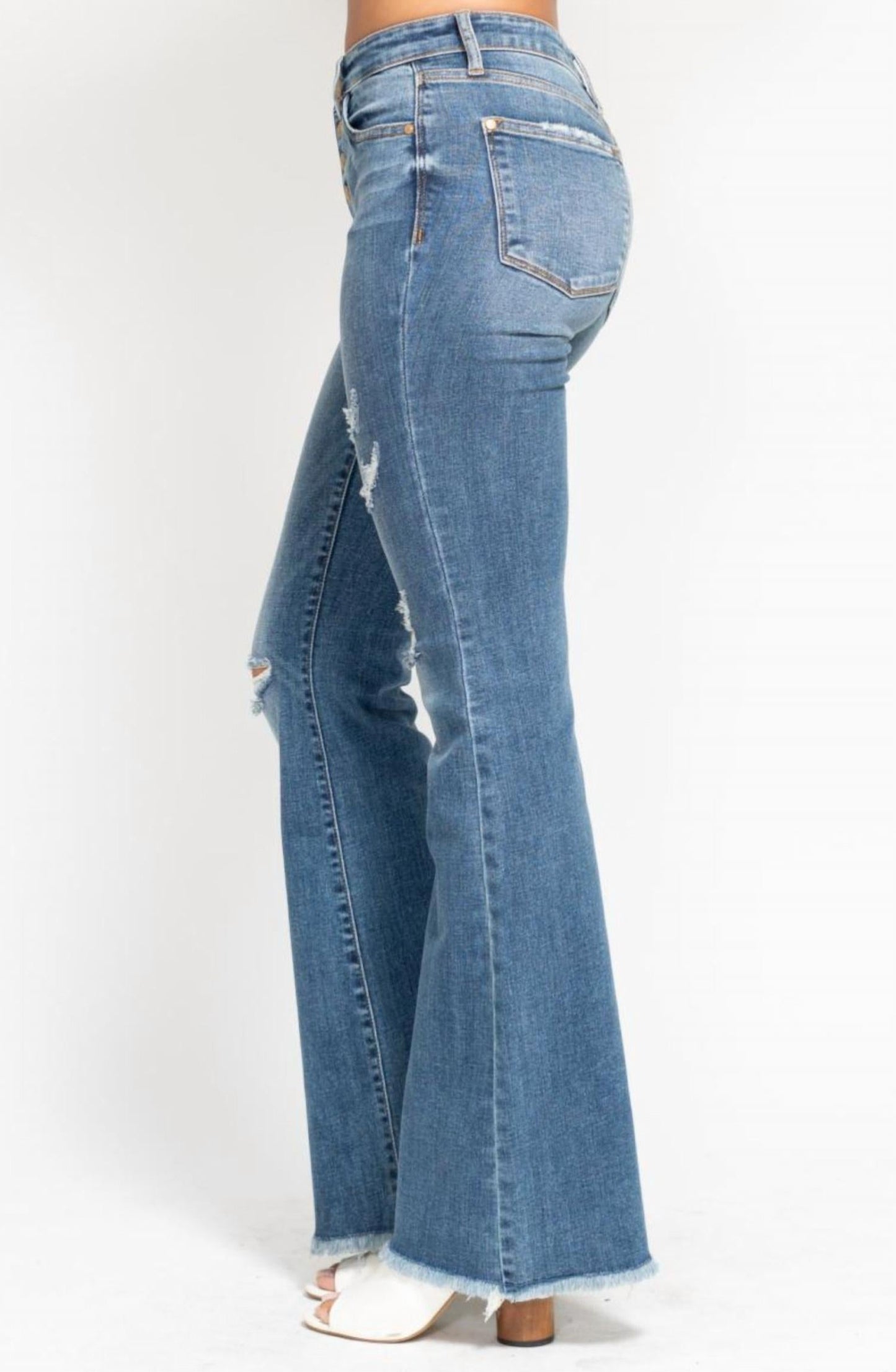 Judy Blue - Mid-Rise Button Flare Jean