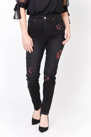 Frank Lyman - Embroidered Flower Jeans