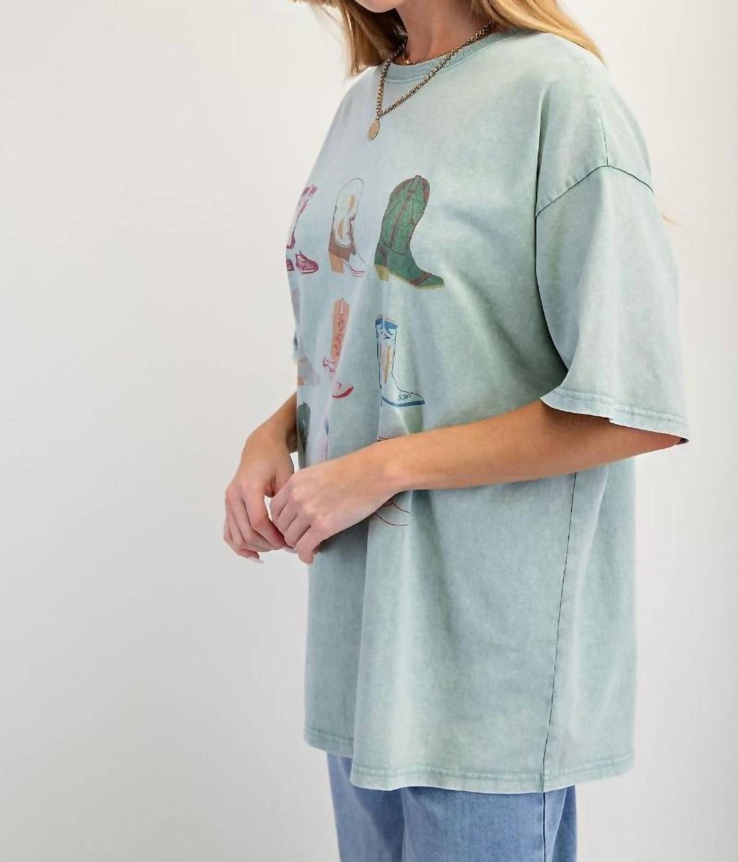 Easel - Boots Print Mineral Washed Shirt