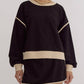 Entro - Solid Contrast Trim Long Sleeve Top