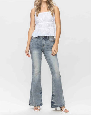 Judy Blue - Tinted Pin Tack Flare Jeans