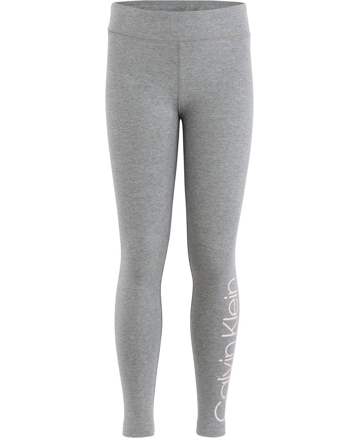 Calvin Klein Big Girl's Logo Print Leggings Gray Size L/G(12-14)