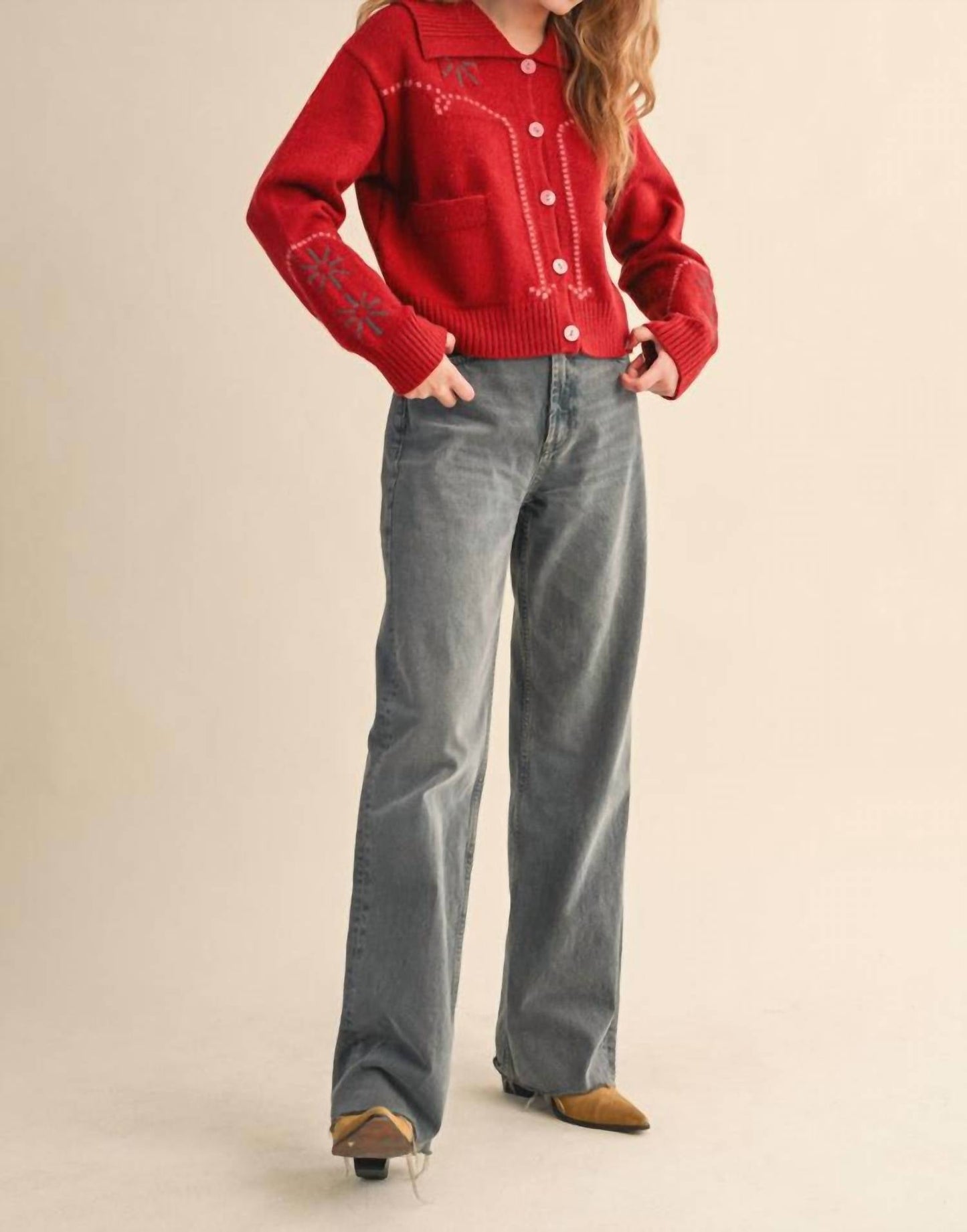 &Merci - Cozy Cherry Knit Sweater Cardigan