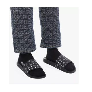 MCM Women's Monogram Slide Sandal Black Size 41