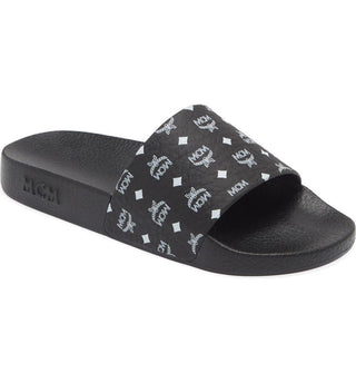 MCM Women's Monogram Slide Sandal Black Size 41