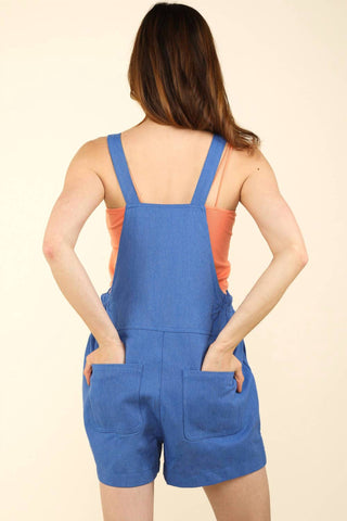 Very J - Suspender Solid Woven Casual Overall Romper