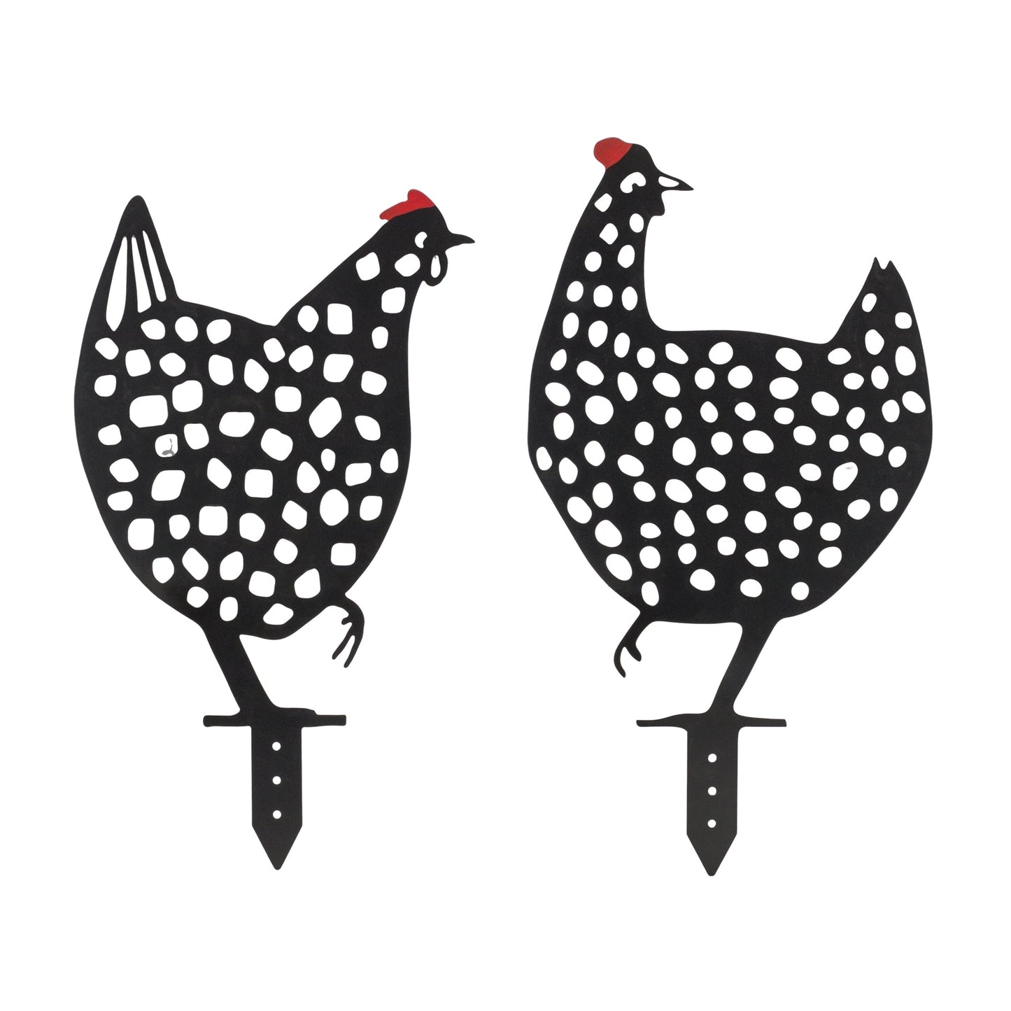 Punched metal chicken garden stake (set of 4)