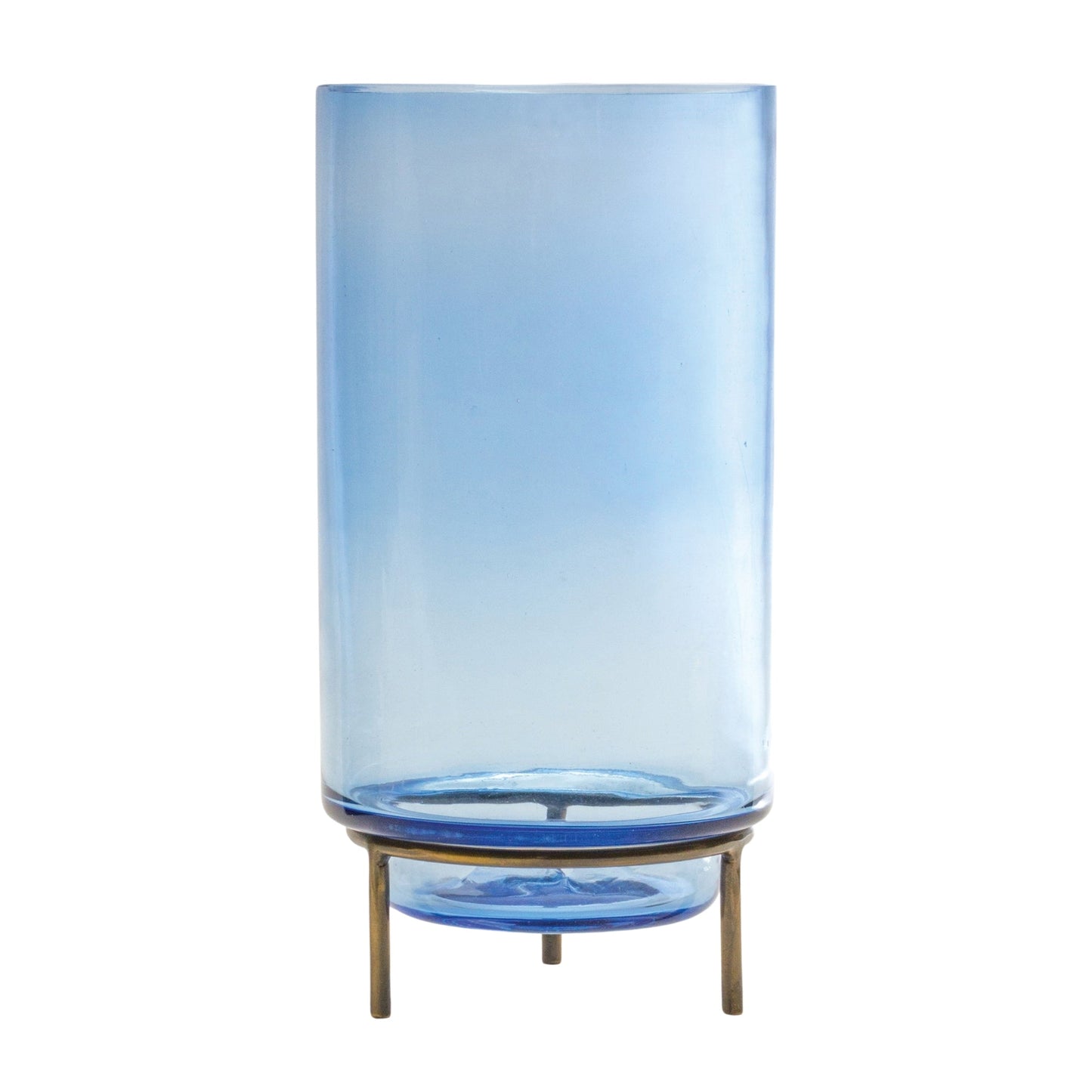 Glass Vase With Metal Stand 10"h