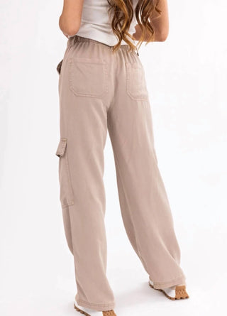 Risen - High Rise Tencel Wide Cargo Pants
