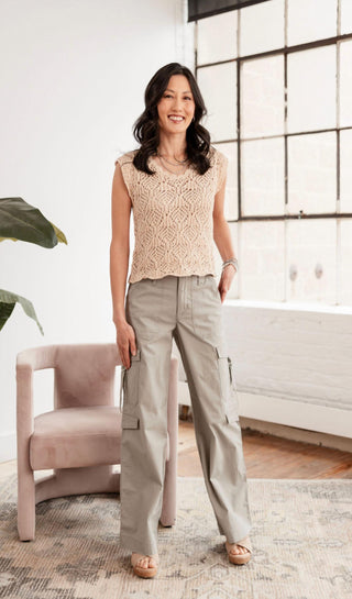 Elan - Cap Sleeve Crochet Sweater