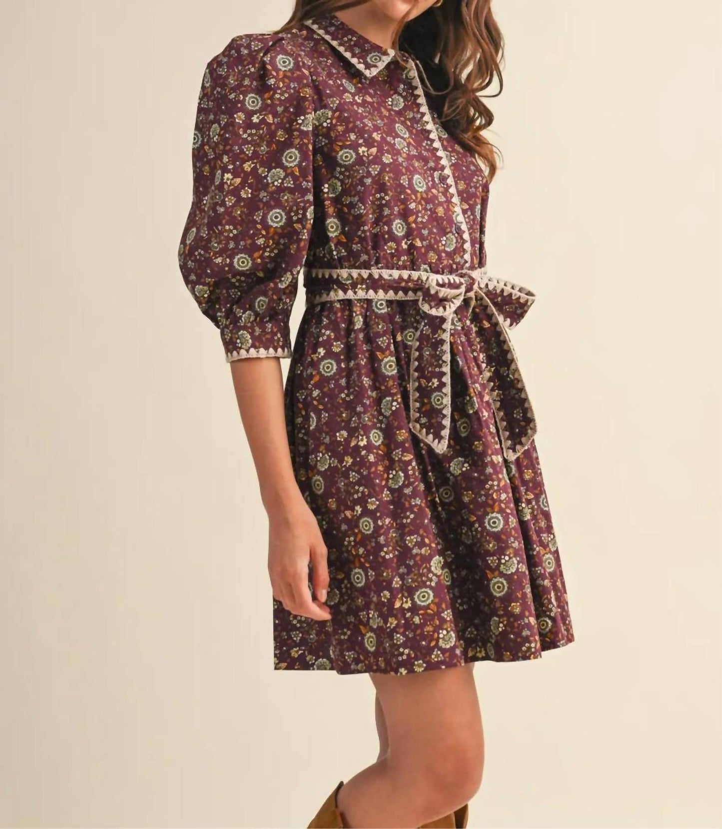 &Merci - Blanket Stitch Floral Mini Dress