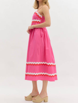 Entro - Straight Neck Midi Dress