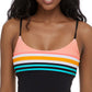 Body Glove Junior's Nautical Stripe Norah Cropped Bikini Top Swimsuit Black Size Small