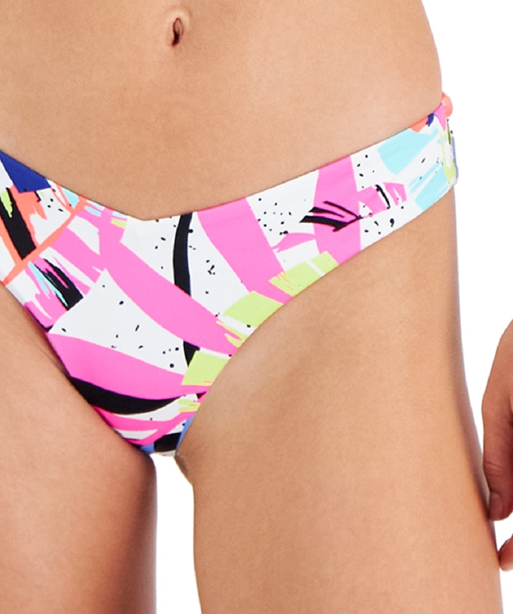 Body Glove Junior's Leaf Print Cheeky Bikini Bottoms Swimsuit White Size Small