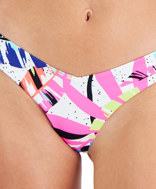 Body Glove Junior's Leaf Print Cheeky Bikini Bottoms Swimsuit White Size Small