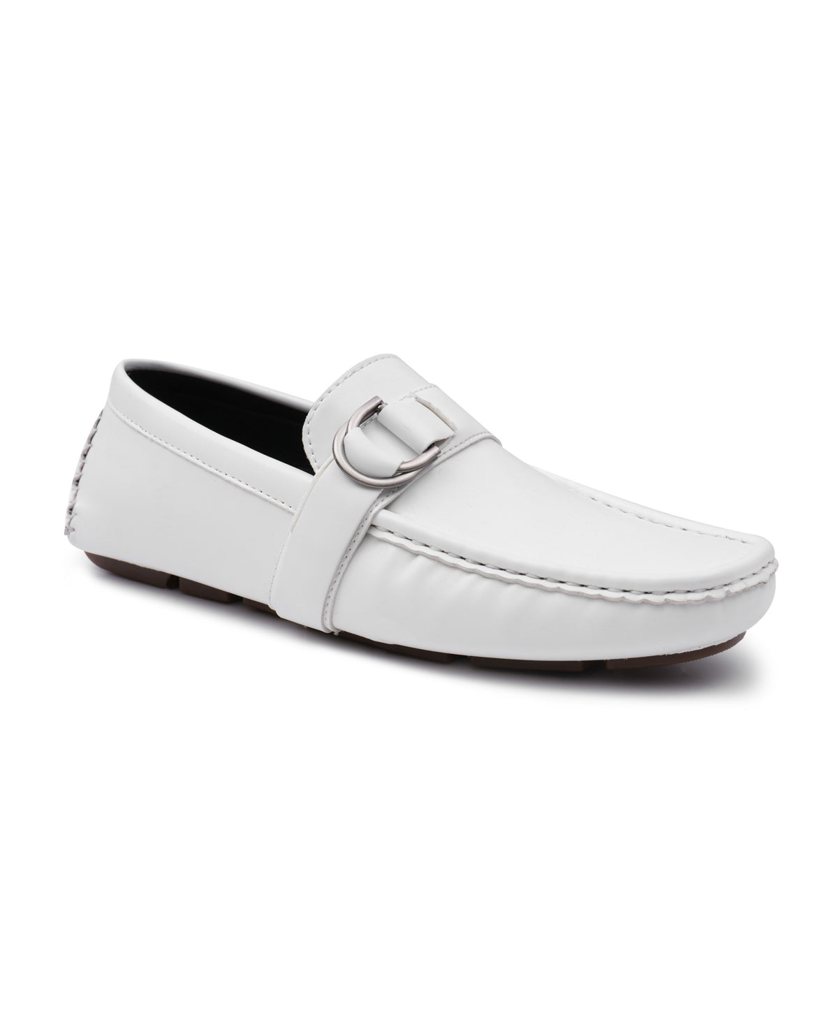 Aston Marc Men's Charter Side Buckle Loafers Men's Shoes White Size 11 M