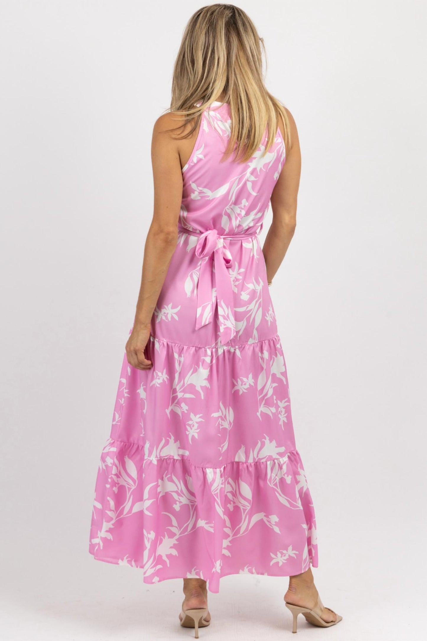 Fashion In The Box - Peony Halter Belted Maxi Dress