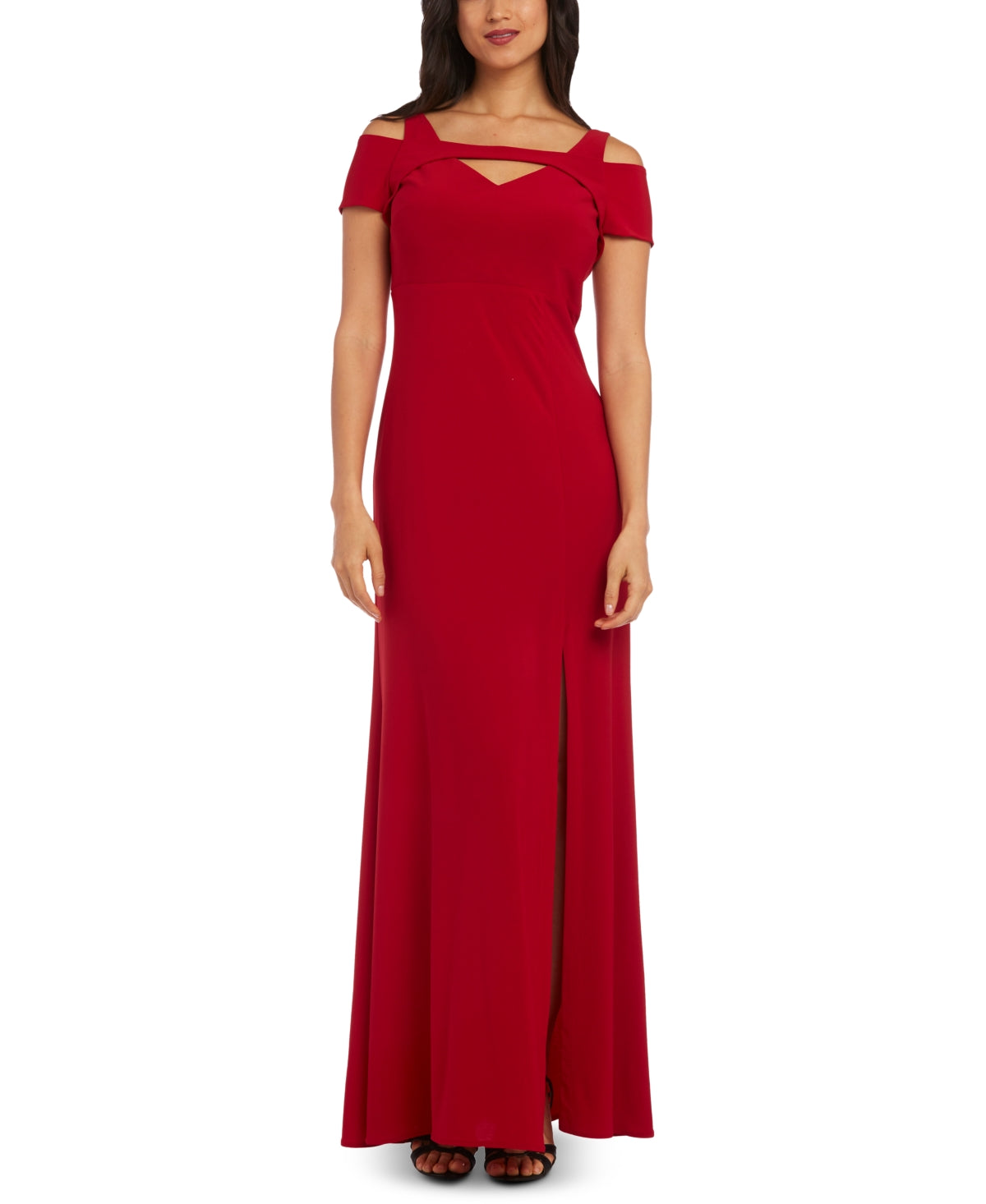 Nightway Women's Cold Shoulder Keyhole Gown Red Size 8