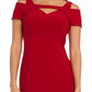 Nightway Women's Cold Shoulder Keyhole Gown Red Size 8