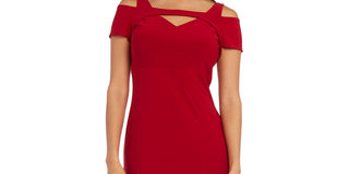 Nightway Women's Cold Shoulder Keyhole Gown Red Size 8