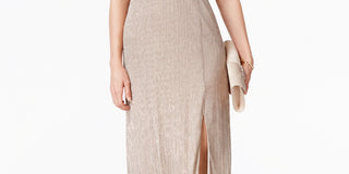 R & M Richards Women's Shimmer Gown Dress Gold Size 4