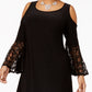 R & M Richards Women's Plus Cold Shoulder Dress Black Size 20W