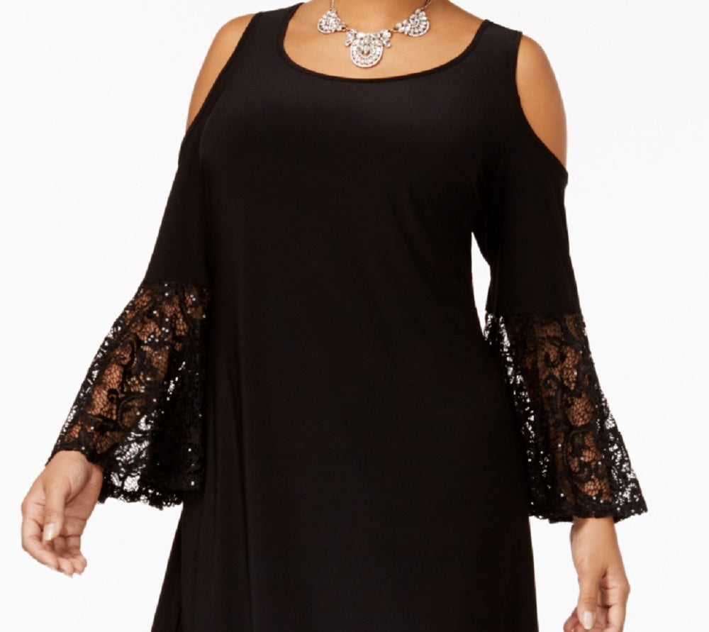 R & M Richards Women's Plus Cold Shoulder Dress Black Size 20W