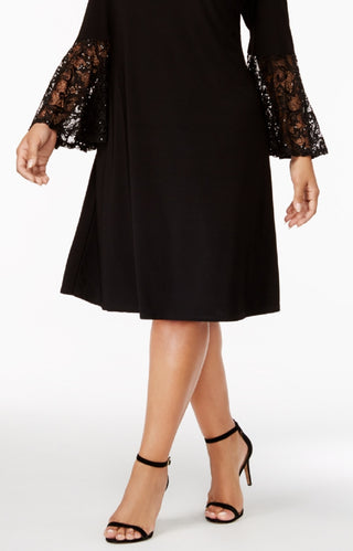 R & M Richards Women's Plus Cold Shoulder Dress Black Size 20W