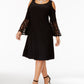 R & M Richards Women's Plus Cold Shoulder Dress Black Size 20W
