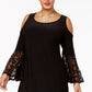 R & M Richards Women's Cold Shoulder Dress Black Size 22W