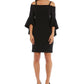 R & M Richards Women's Bell Sleeve Sheath Dress Black Size 12