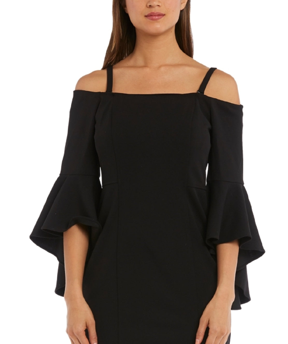 R & M Richards Women's Bell Sleeve Sheath Dress Black Size 12
