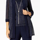 R & M Richards Women's Metallic Pantsuit Shell & Necklace Set Blue Size 6Petite