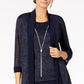 R & M Richards Women's Metallic Pantsuit Shell & Necklace Set Blue Size 14 Petite