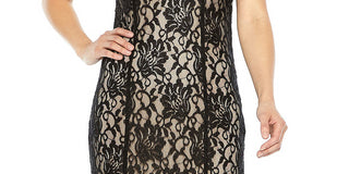 Nightway Women's Lace Keyhole Halter Gown Black Size 14