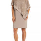 R & M Richards Women's Sequined Cape Sheath Dress Brown Size 4 Petite