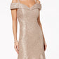 R & M Richards Women's Off The Shoulder Lace Gown Brown Size 14