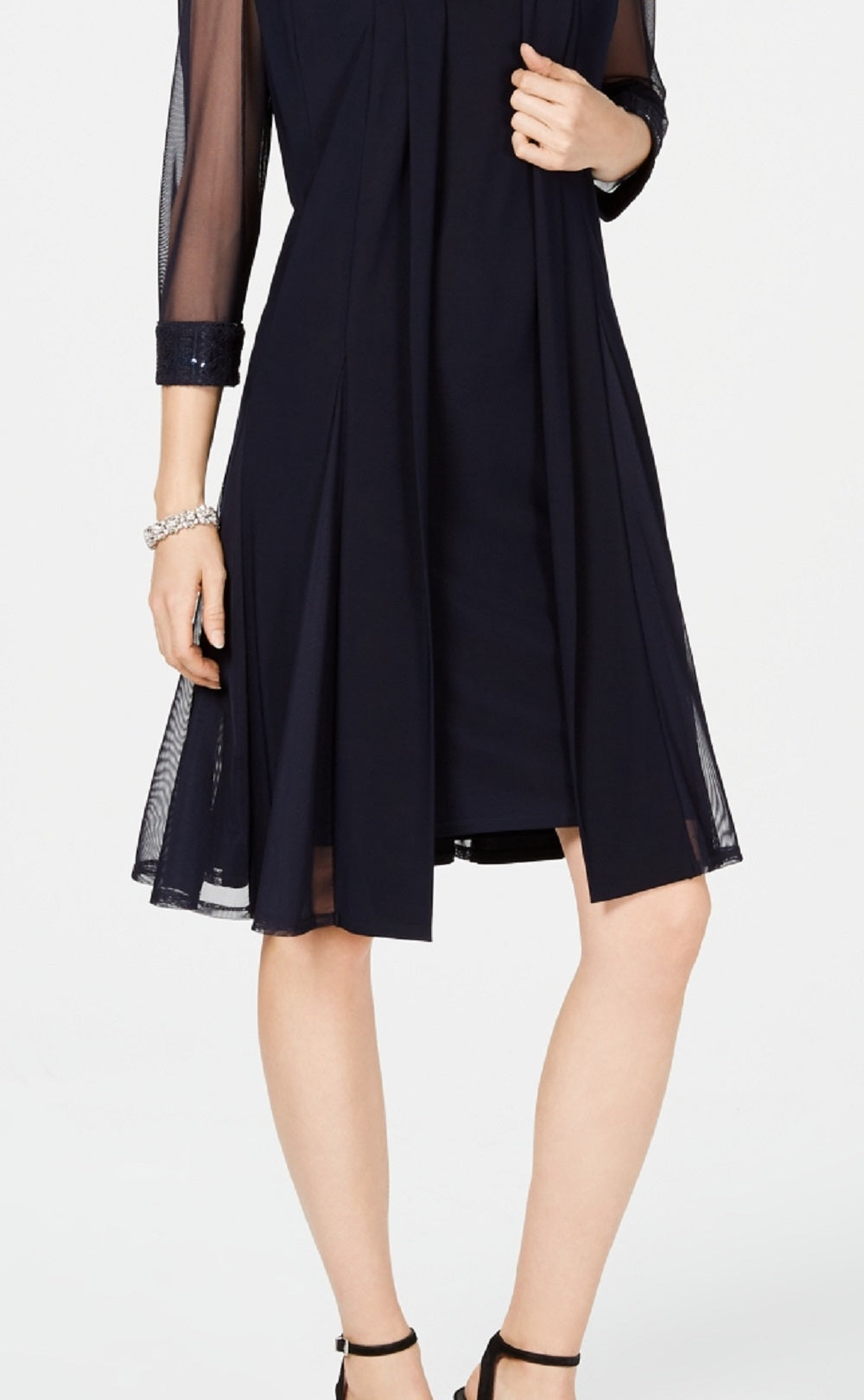 R & M Richards Women's Embellished Dress & Duster Jacket Blue Size 16