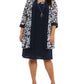 R & M Richards Women's Necklace Dress & Printed Jacket Blue Size 18W
