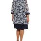 R & M Richards Women's Necklace Dress & Printed Jacket Blue Size 18W