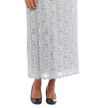 R & M Richards Women's Lace Dress & Ruffled Jacket Gray Size 16W