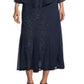 R & M Richards Women's Beaded Godet Jacket & Dress Set Blue Size 8