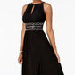 R & M Richards Women's Beaded Waist Sleeveless Maxi Dress Black Size 6