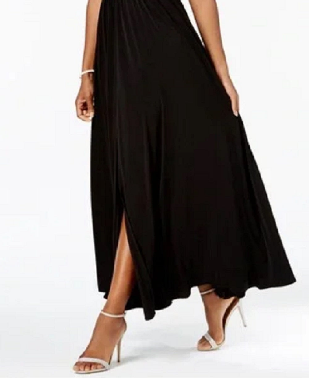 R & M Richards Women's Beaded Waist Sleeveless Maxi Dress Black Size 6