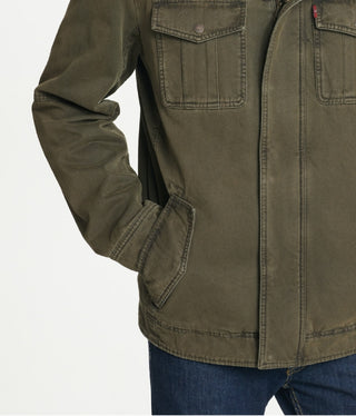 Levi's Men's Sherpa Lined Two Pocket Hooded Trucker Jacket Green Size Medium