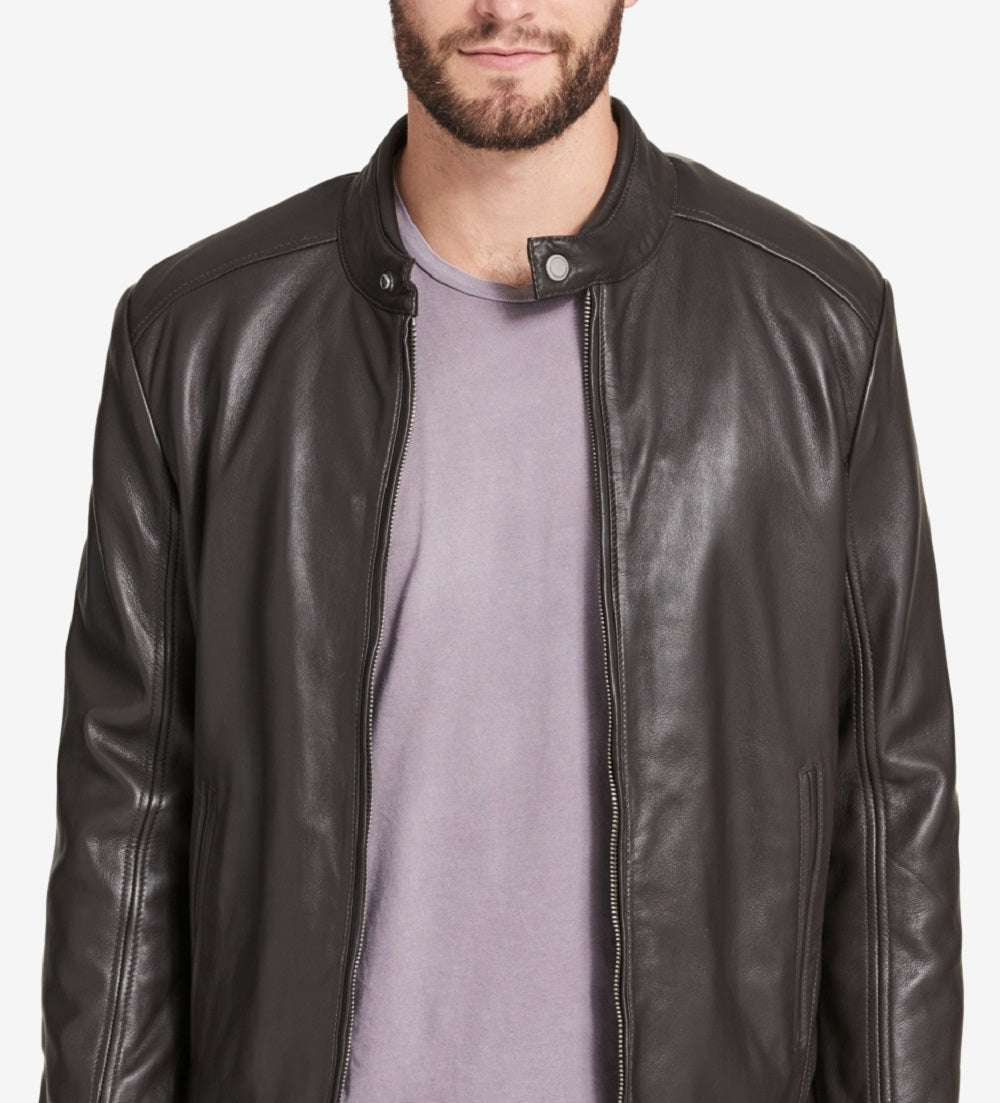 Marc New York Men's Leather Moto Jacket Brown Size Small