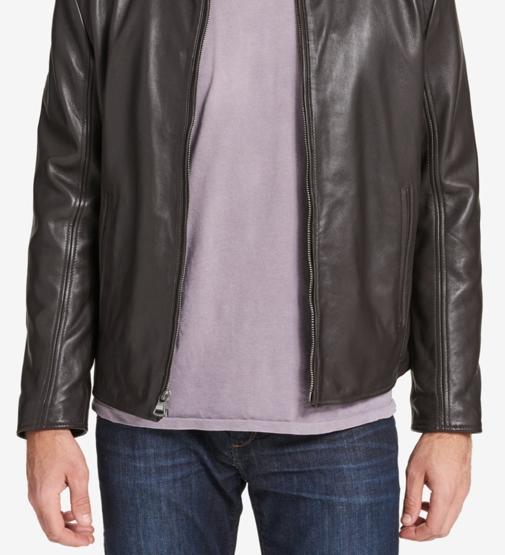 Marc New York Men's Leather Moto Jacket Brown Size Small