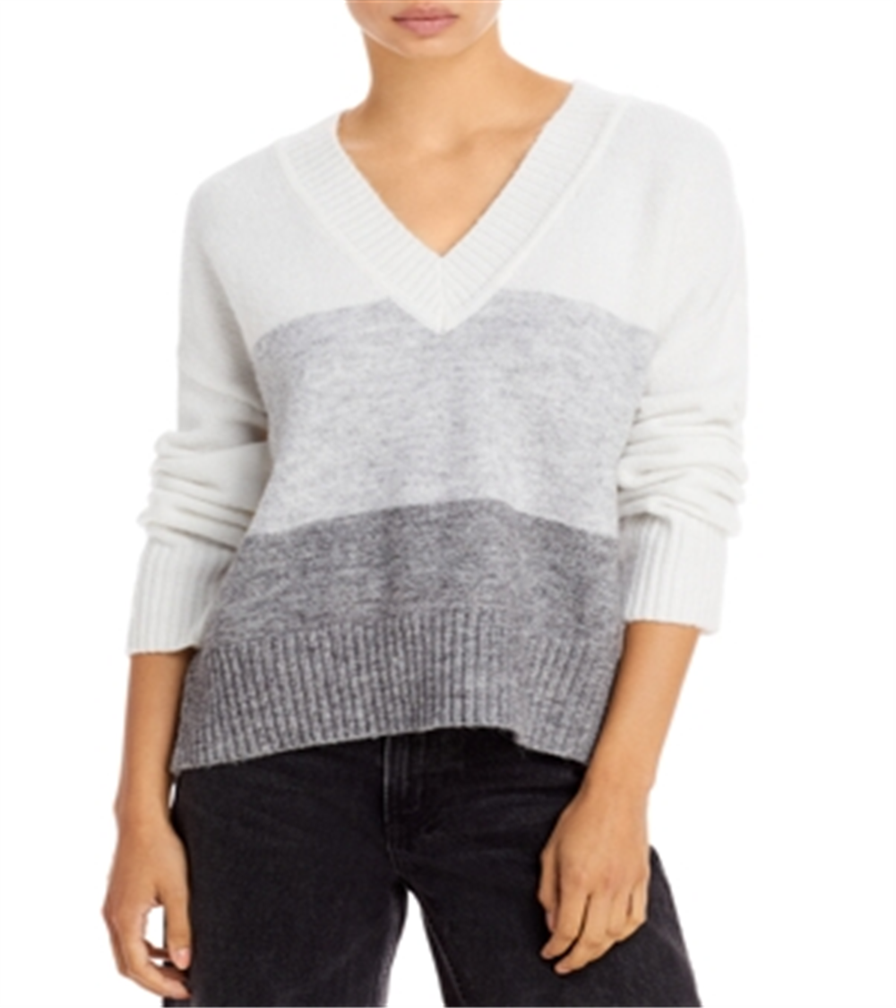 Aqua Women's Colorblock Knit Pullover Sweater Gray Size X-Small