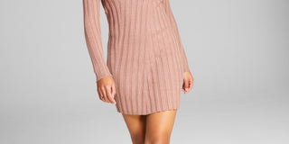 And Now This Women's Directional Ribbed Bodycon Dress Pink Size XS